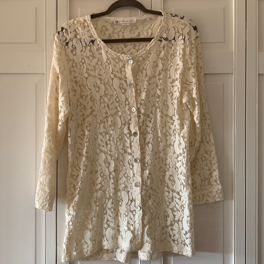 EILEEN WEST LACE TUNIC COVER UP - SIZE LARGE